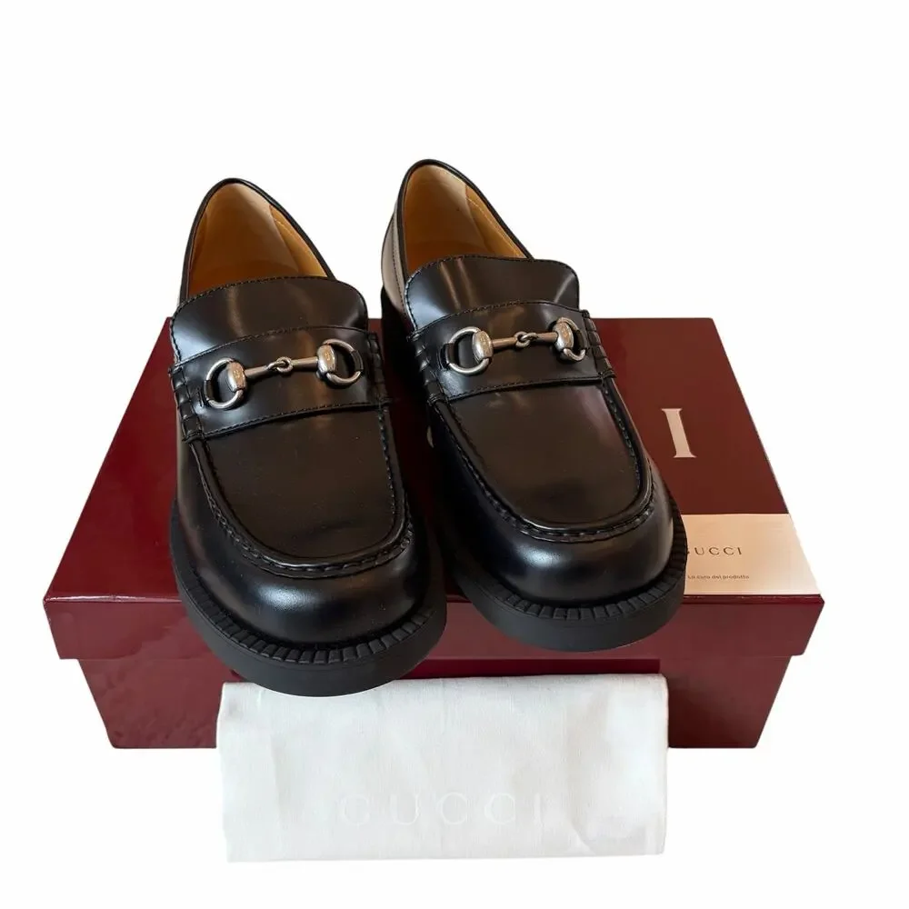 Gucci Mens Horsebit Leather Loafers 794202 Black Size 11.5 US 12 NEW
